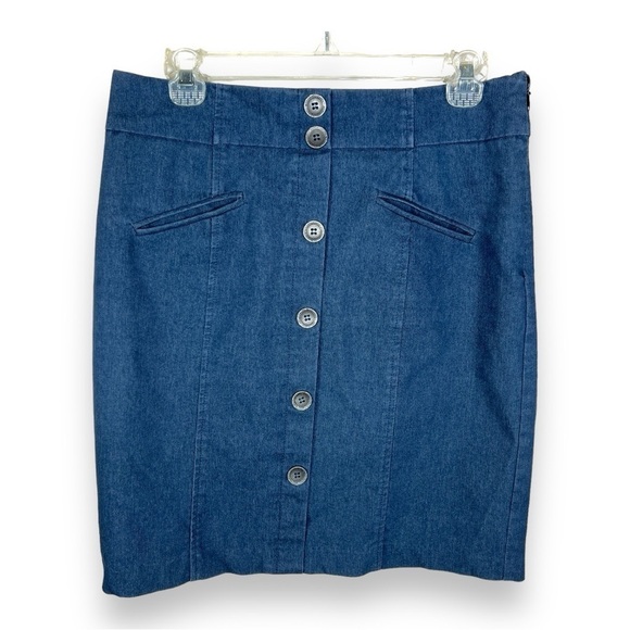 VINTAGE Y2K ERA RAMPAGE SKIRT BLUE MINI STRETCH COTTON BLEND - Picture 1 of 6